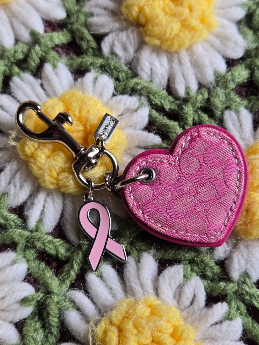 Coach Pink Heart Breast Cancer Awareness Key Fob